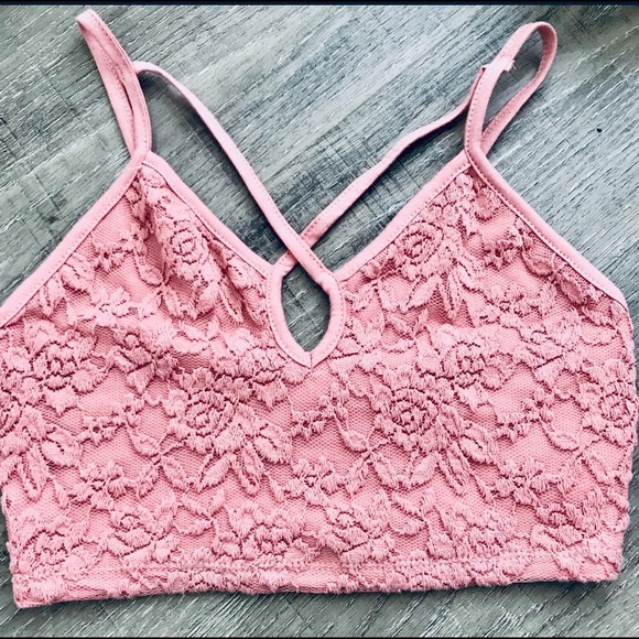 Ambiance Tops - Ambiance Pink Lace Crop / Bralette Top NEW